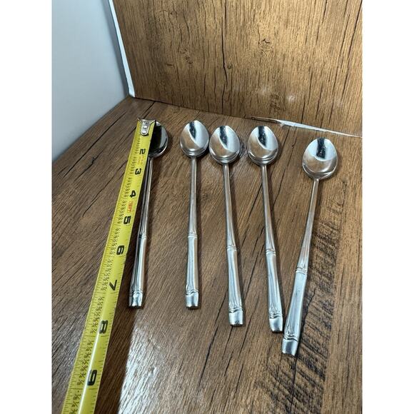 Stainless BAMBOO Pattern Oxford Hall Japan Teaspoon Lot - Picture 2 of 3